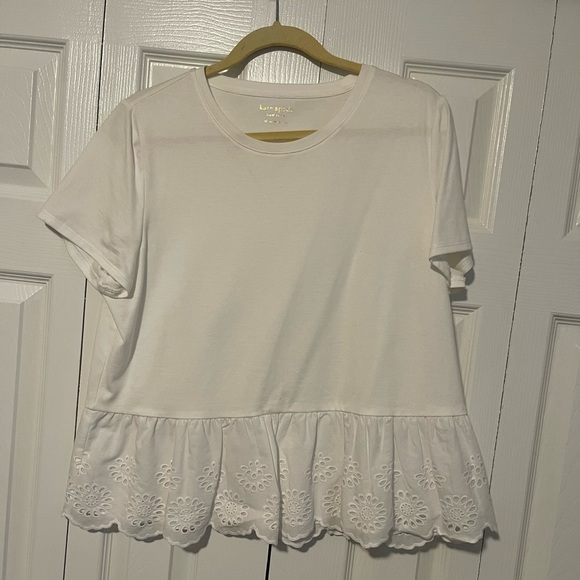 Size XL Kate Spade White Peplum Top - Picture 1 of 2